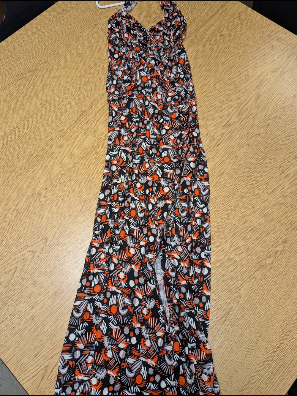 Free People Black Maxi Dress with Orange and White Floral Print